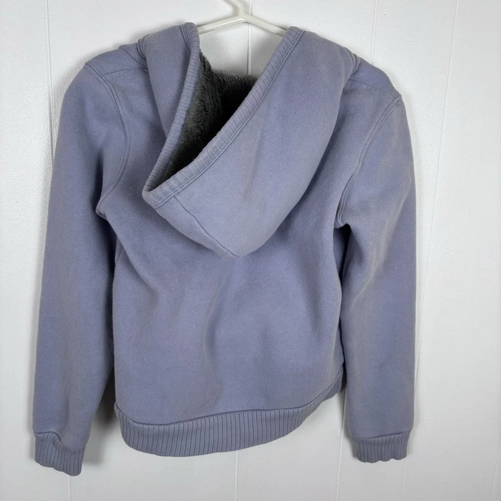 Vintage Old‎ Navy Gray Faux Fur Hoodie Embroidered Bird Size Large - 5-7Y  Girls